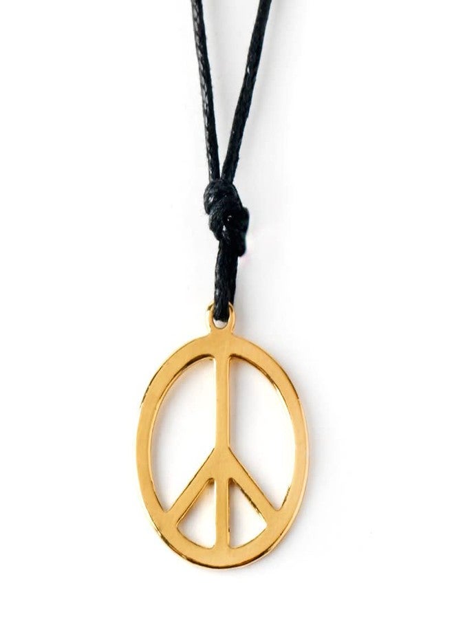 Soyzvteo Peace Sign Pendant Necklace and Earrings Set - Silver Gold Hippie Costume Jewelry for Women Men - Boho 60s 70s Party Accessories - Rope Set/Gold - Image 2